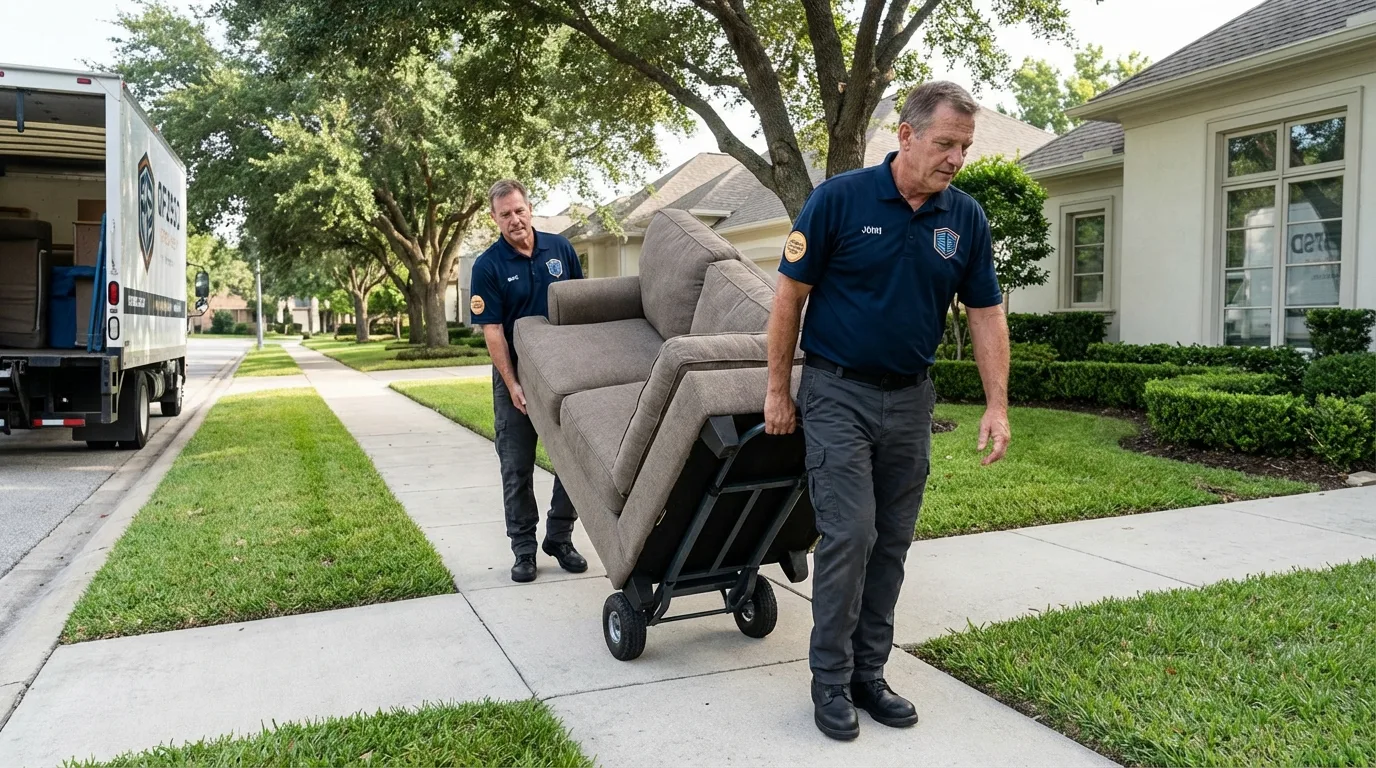 Local residential moving crew loading furniture in Medina, WA